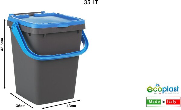 Ecoplast Pattumiera Ecoplus litri 35 Coperchio Blu - 527573