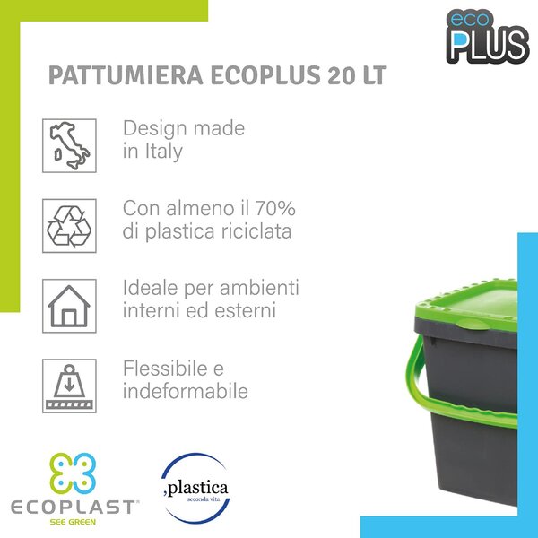 Ecoplast Pattumiera Bidoni Rifiuti Ecoplus lt 20 Coperchio Giallo - PL527467