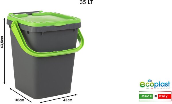 Ecoplast Pattumiera Ecoplus litri 35 Coperchio Verde - 527566