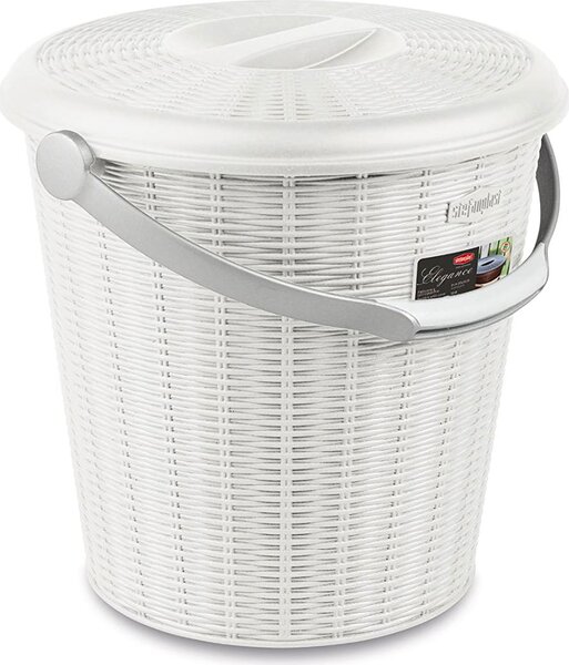STEFANPLAST Pattumiera con coperchio 10 L Plastica Bianco 30 cm - 29600 Elegance
