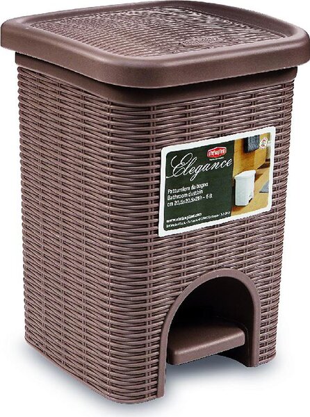 STEFANPLAST Pattumiera Bidone Spazzatura capacit lt. 6 cm. 20,5x20,5x28 h con Coperchio e Pedale colore Tortora - Linea Elegance - 30101