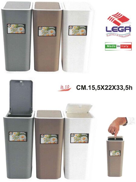 Lega Pattumiera con Pulsante litri 10 cm 15.5x22x33.5h - 0587
