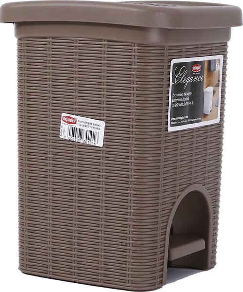 STEFANPLAST Pattumiera Bidone Spazzatura capacit lt. 6 cm. 20,5x20,5x28 h con Coperchio e Pedale colore Tortora - Linea Elegance - 30101