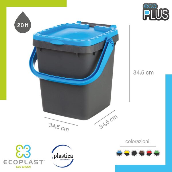 Ecoplast Pattumiera Bidoni Rifiuti Ecoplus lt 20 Coperchio Giallo - PL527467
