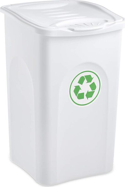 STEFANPLAST Pattumiera per Raccolta differenziata con coperchio 50 Litri colore Bianco - 70601 BeGreen