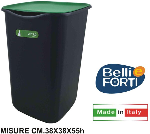 Belli E Forti Pattumiera Riciclo in Vetro Verde litri 50 - L11016