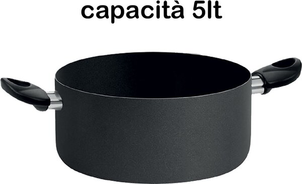 Pentalux Pentola Casseruola Antiaderente Due Manici cm. 24 - Black Line