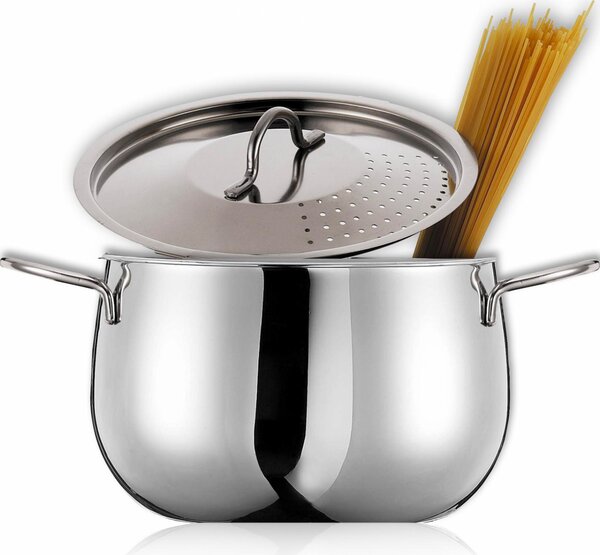 Inoxriv Pentola a Induzione Cuoci Pasta in Alluminio cm 22 con Coperchio - Love Story