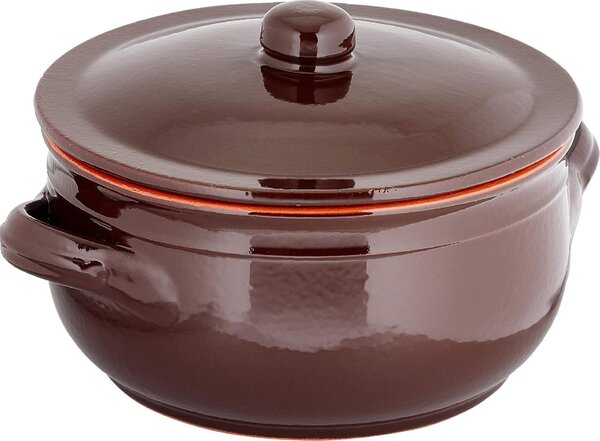 Coli Pentola Casseruola Terracotta 2 Manici Alto con Coperchio cm 20 - Bruna