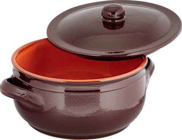 Coli Pentola Casseruola Terracotta 2 Manici Alto con Coperchio cm 20 - Bruna