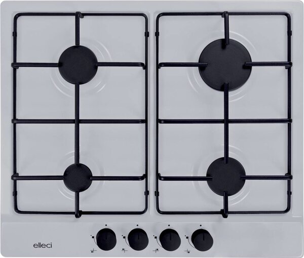 ELLECI Piano Cottura 4 Fuochi a Gas Larghezza 58 cm in Granitek colore Bianco - PGSS60268WB Style 60 G68