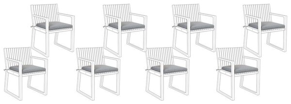 Set di 8 cuscini di seduta per sedia da giardino in tessuto resistente all'acqua grigio chiaro Beliani