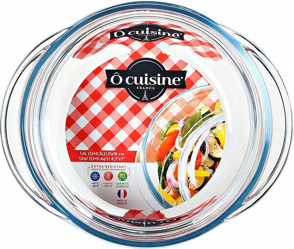 O cuisine Pirofila da Forno in Vetro Temperato Rotonda Capacit 1.6 Litri 24 x 20 cm colore Trasparente