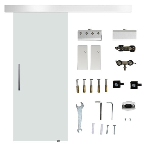 Brugel Porta Scorrevole In Vetro Temperato Smerigliato con Binario Silenzioso 77.5x205 cm - E70017
