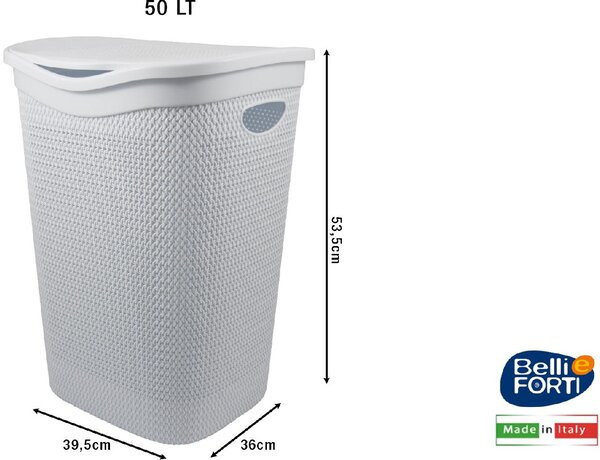 Belli E Forti Portabiancheria Intreccio litri 50 Bianco - L32403