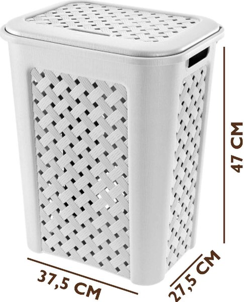 Tontarelli Portabiancheria 30 lt Arianna 37.5x27.5xh46.8 cm Plastica Bianco - 8105451112