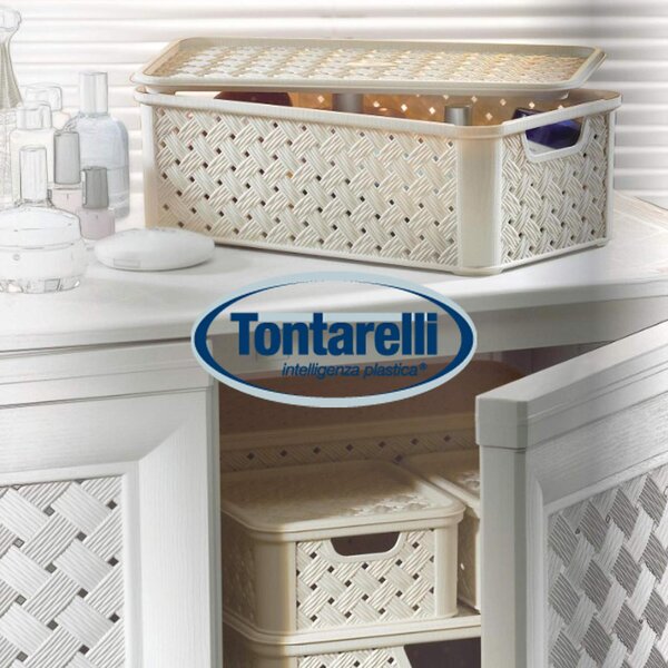 Tontarelli Portabiancheria 30 lt Arianna 37.5x27.5xh46.8 cm Plastica Bianco - 8105451112