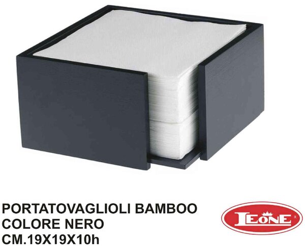 Leone Portatovaglioli Bamboo cm 19x19x10h Nero - O0086-Z