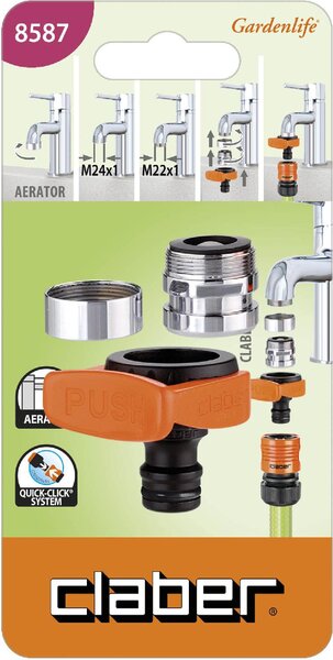 Claber Presa Rubinetto con filetto 22mm M / 24mm F per Raccordo Tubo da Giardino Irrigazione 3/4" - 8587