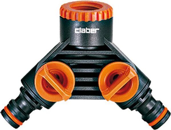 Claber Presa Rubinetto 3/4" 2 Vie per Raccordo Tubo da Giardino Irrigazione con riduttore 3/4"- 1/2" - 8598