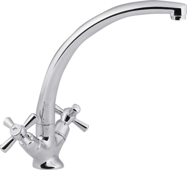 R.A. Rubinetto Cucina Miscelatore Doppio Comando pomelli a croce colore Cromo - 25412C Serie Sofia