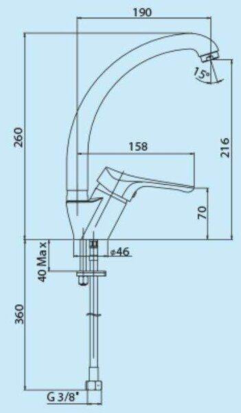 Piralla Rubinetto Cucina Miscelatore Lavello Monocomando colore Cromo - 0RE00104A16 Ariel