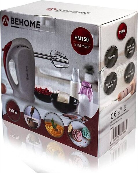BEHOME Sbattitore Elettrico Mixer 4 Fruste Potenza 150 Watt 5 Velocit colore Bianco e Rosso - BEP881864
