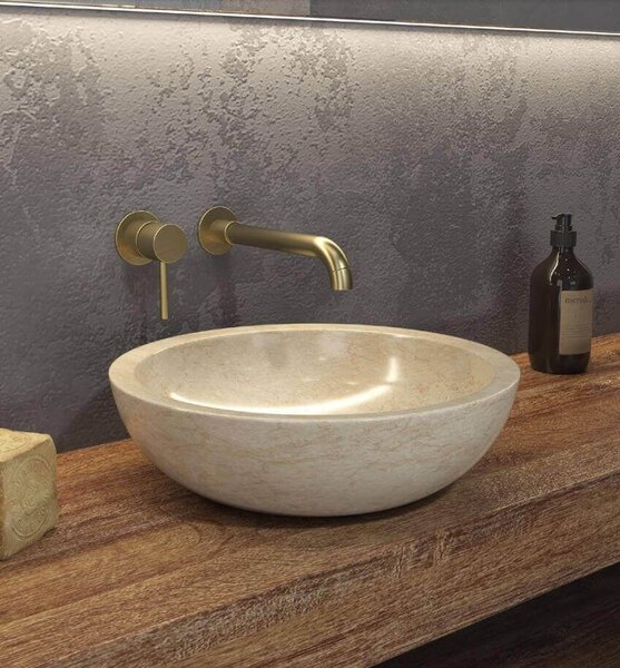 Lavabo Basso Per Bagno In Marmo Naturale Color Crema