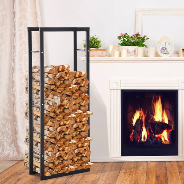 DecHome Scaffale Legnaia Per Casa e Giardino Portata 100 Kg Nero 60x25x150 cm - 8D0148