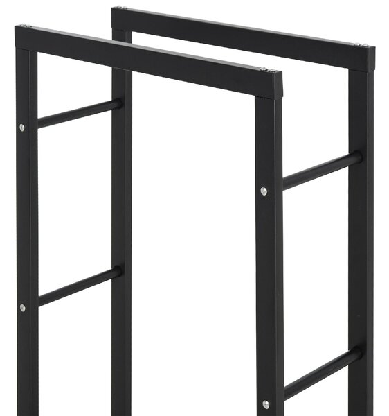 DecHome Scaffale Legnaia Per Casa e Giardino Portata 100 Kg Nero 60x25x150 cm - 8D0148