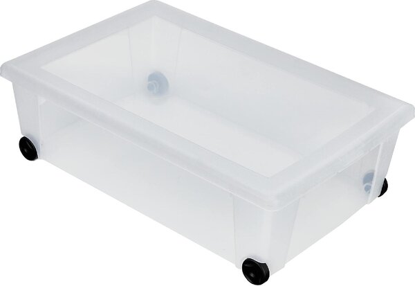 STEFANPLAST Scatola Multiuso Contenitore sottoletto con Ruote capacit Lt. 30 cm. 59x39x18,5 h colore Trasparente - Linea Storage - 13054