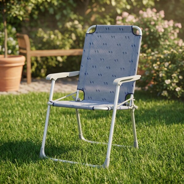 VivaGarden Sdraio da Giardino Pieghevole in Alluminio/Textilene Dimensioni 52x55x92 cm colore Azzurro - Relax Plus
