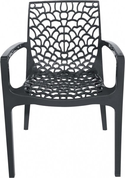 Grandsoleil Sedia per Esterni Impilabile in Plastica con Braccioli Dimensioni 80x52x51 cm colore Antracite - Gruvyer