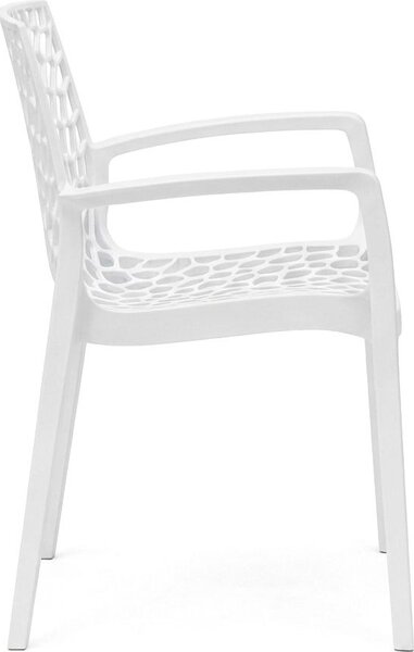 Grandsoleil Sedia per Esterni Impilabile in Plastica con Braccioli Dimensioni 80x52x51 cm colore Bianco - Gruvyer
