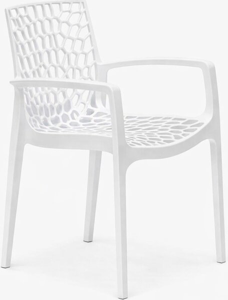 Grandsoleil Sedia per Esterni Impilabile in Plastica con Braccioli Dimensioni 80x52x51 cm colore Bianco - Gruvyer