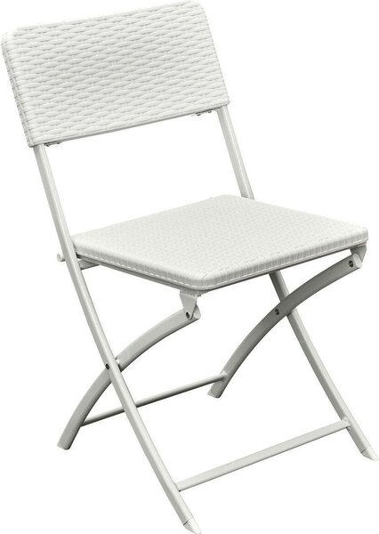 Buystar Sedia per Esterni Pieghevole in Acciaio/Resina Dimensioni 54x44x81 cm colore Bianco