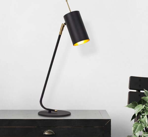 Opviq, lampada da tavolo moderna (E27, max. 40 W), nera e dorata, 8 x 26 cm, altezza 55 cm, IP20, cavo da 200 cm | Robusta struttura in ferro, design elegante per ogni ambiente