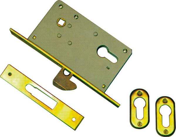 Welka Serratura a Gancio per Serramenti in Legno da Infilare 22 mm Entrata 30 mm Scatola 56x130 mm + 2 Borchie + Incontro + Quadro maniglia - 026.3
