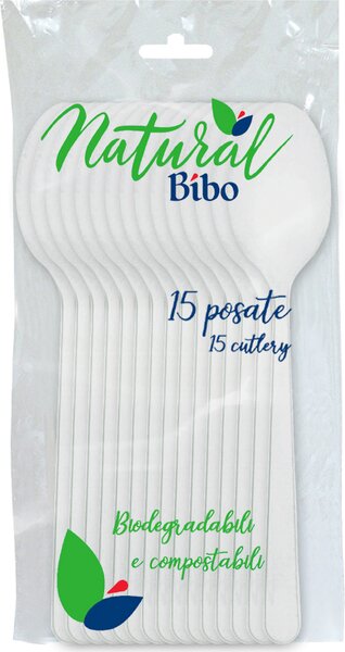 Bibo Set 15 Cucchiai in Bioplastica colore Bianco - 6650790