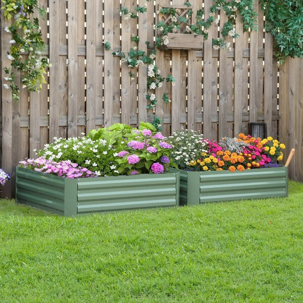 Brugel Set di 2 Letti per Orto Rialzati in Acciaio Zincato per Piante e Ortaggi 100x100x30cm - 517GN845