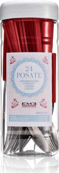 Eme Set di Posate 24 pz colore Rosso - BARF24FA11