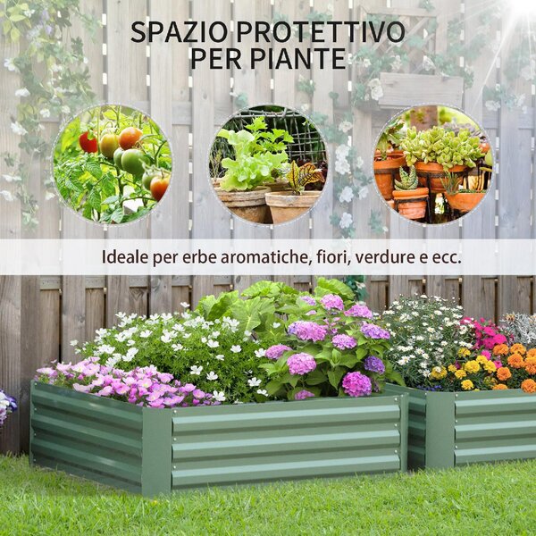 Brugel Set di 2 Letti per Orto Rialzati in Acciaio Zincato per Piante e Ortaggi 100x100x30cm - 517GN845