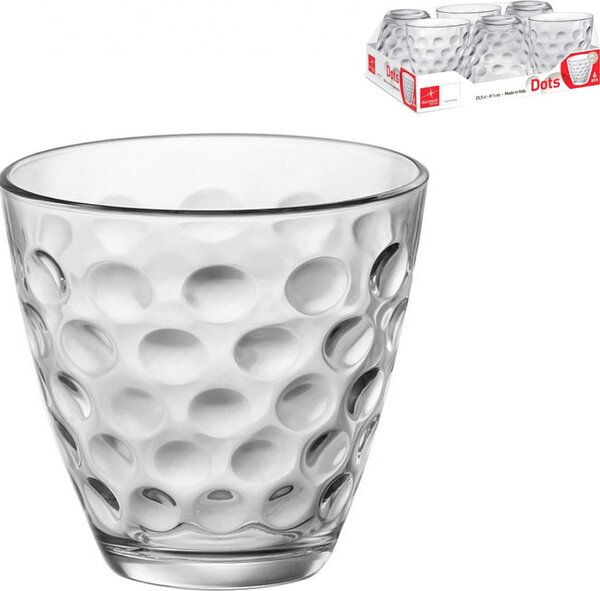 Pengo Set 6 Bicchieri DOTS Trasparenti 255 ml in Vetro - 5215325