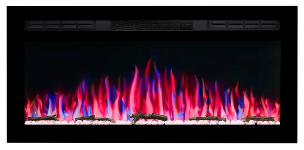 ArtiFlame AF37WR: caminetto elettrico da incasso con potenza termica di 1800 W, effetto fiamma realistico, illuminazione a LED, telecomando, timer, colore nero