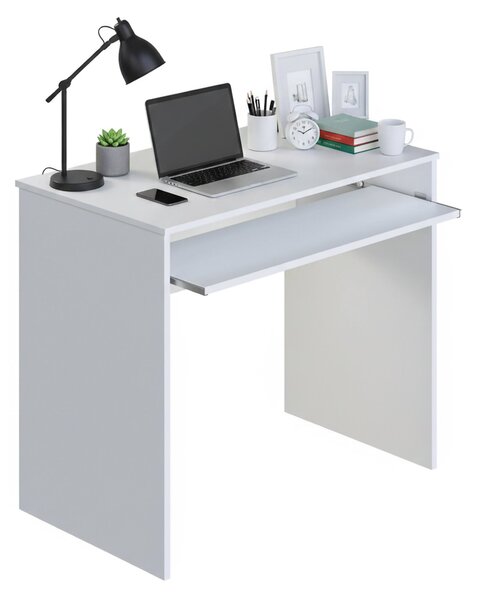 Scrivania Bianco un Ripiano Supporto pc 90x54x79h cm, Colore Ripiano Bianco - Ajeje