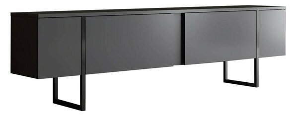 Mobile Porta tv Nero Antracite Nero Cassetti un Ripiano 180x30x50h cm, 2 Ante - Abishia