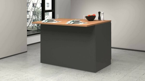 Isola cucina con ante e cassetti 125x90x90h cm antracite e rovere - Analiza