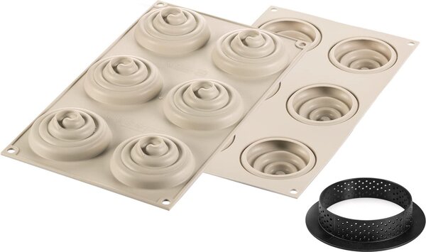 Silikomart Stampo in Silicone per Dolci Kit Mini Tarte Twist 6 Posti x 53 ml