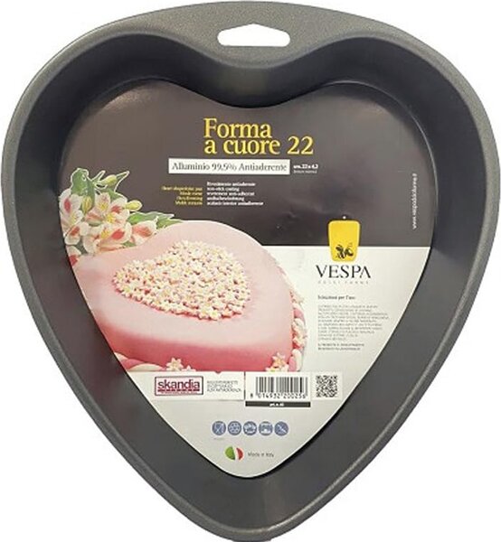Vespa Stampo per Dolci Antiaderente a Cuore in Alluminio 22 cm