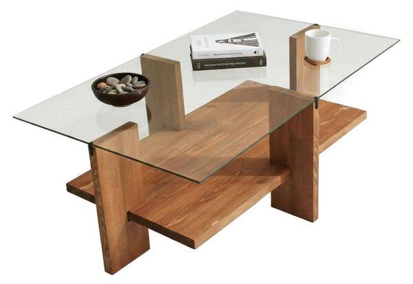 Tavolino da Salotto Marrone Noce Portariviste un Vano 105x60x40h cm, Forma Rettangolare - Tomiri